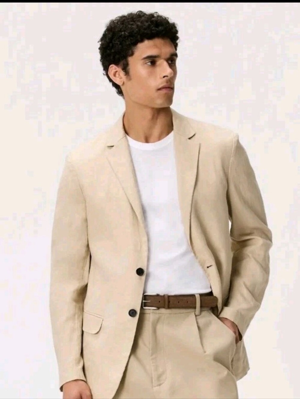 Quince European Linen Blazer Jacket Mens Small Driftwood Beige Casual Suit S